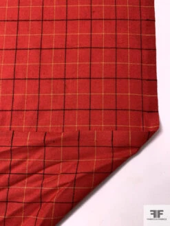 Windowpane Gabardine Wool Suiting - Red / Black / Yellow -Fabrics And Fabrics Store 18017 7