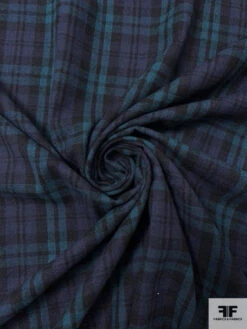 Plaid Plain-Weave Lightweight Wool Blend Suiting - Teal / Navy / Black 14 Plaid Plain-Weave Lightweight Wool Blend Suiting - Teal / Navy / Black -Fabrics And Fabrics Store 18028 1