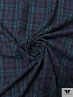 Plaid Plain-Weave Lightweight Wool Blend Suiting - Teal / Navy / Black 13 Plaid Plain-Weave Lightweight Wool Blend Suiting - Teal / Navy / Black -Fabrics And Fabrics Store 18028 2