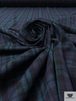 Plaid Plain-Weave Lightweight Wool Blend Suiting - Teal / Navy / Black 15 Plaid Plain-Weave Lightweight Wool Blend Suiting - Teal / Navy / Black -Fabrics And Fabrics Store 18028 3