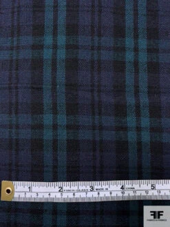 Plaid Plain-Weave Lightweight Wool Blend Suiting - Teal / Navy / Black 16 Plaid Plain-Weave Lightweight Wool Blend Suiting - Teal / Navy / Black -Fabrics And Fabrics Store 18028 6