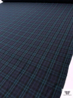 Plaid Plain-Weave Lightweight Wool Blend Suiting - Teal / Navy / Black 18 Plaid Plain-Weave Lightweight Wool Blend Suiting - Teal / Navy / Black -Fabrics And Fabrics Store 18028 8
