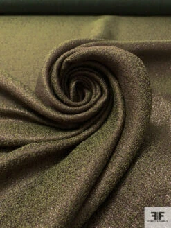 Italian Novelty Wool Blend Metallic Suiting - Pear Green / Brown