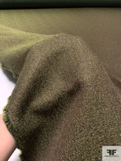 Italian Novelty Wool Blend Metallic Suiting - Pear Green / Brown -Fabrics And Fabrics Store 18032 9