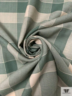 Italian Large-Scale Plaid Lightweight Wool Suiting - Sage Green / Light Beige -Fabrics And Fabrics Store 18036 1