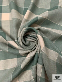 Italian Large-Scale Plaid Lightweight Wool Suiting - Sage Green / Light Beige -Fabrics And Fabrics Store 18036 2