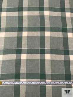 Italian Large-Scale Plaid Lightweight Wool Suiting - Sage Green / Light Beige -Fabrics And Fabrics Store 18036 5