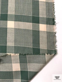 Italian Large-Scale Plaid Lightweight Wool Suiting - Sage Green / Light Beige -Fabrics And Fabrics Store 18036 7