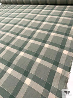 Italian Large-Scale Plaid Lightweight Wool Suiting - Sage Green / Light Beige -Fabrics And Fabrics Store 18036 8