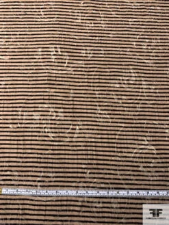 Italian Striped And Jacquard Brushed Wool Blend Suiting - Tan / Black / Light Grey -Fabrics And Fabrics Store 18041 5