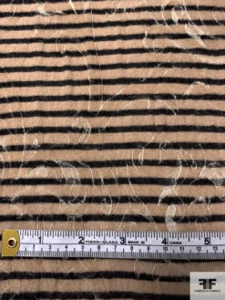 Italian Striped And Jacquard Brushed Wool Blend Suiting - Tan / Black / Light Grey -Fabrics And Fabrics Store 18041 6