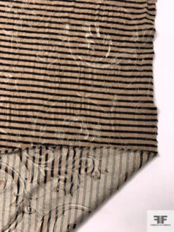 Italian Striped And Jacquard Brushed Wool Blend Suiting - Tan / Black / Light Grey -Fabrics And Fabrics Store 18041 7