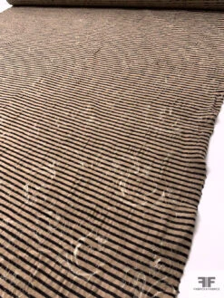 Italian Striped And Jacquard Brushed Wool Blend Suiting - Tan / Black / Light Grey -Fabrics And Fabrics Store 18041 8