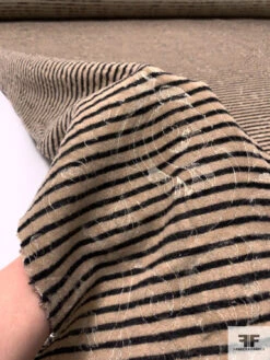 Italian Striped And Jacquard Brushed Wool Blend Suiting - Tan / Black / Light Grey -Fabrics And Fabrics Store 18041 9