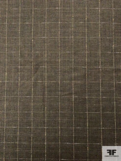 Italian Plaid Wool Suiting With Lurex Fibers - Earthy Green / Brown / Beige -Fabrics And Fabrics Store 18042 4