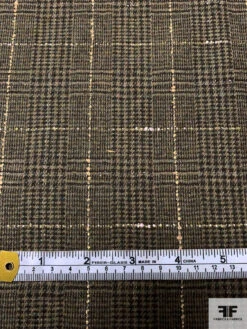 Italian Plaid Wool Suiting With Lurex Fibers - Earthy Green / Brown / Beige -Fabrics And Fabrics Store 18042 6