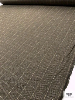 Italian Plaid Wool Suiting With Lurex Fibers - Earthy Green / Brown / Beige -Fabrics And Fabrics Store 18042 8