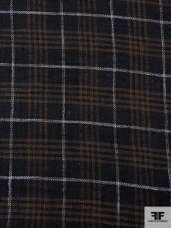 Italian Plaid Wool Tweed Suiting - Black / Brown / Light Grey -Fabrics And Fabrics Store 18045 4