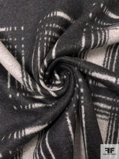 Italian Plaid Virgin Wool Lightweight Coating - Black / Off-White -Fabrics And Fabrics Store 18047 2