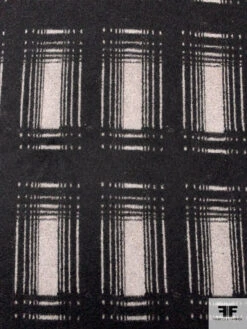 Italian Plaid Virgin Wool Lightweight Coating - Black / Off-White -Fabrics And Fabrics Store 18047 4