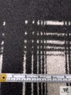 Italian Plaid Virgin Wool Lightweight Coating - Black / Off-White -Fabrics And Fabrics Store 18047 6