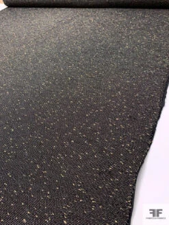 Italian Striped And Slubbed Novelty Tweed Suiting With Fused Back - Black / Gold / Off-White -Fabrics And Fabrics Store 18049 8