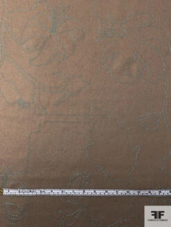 Italian Lightweight Coating With Embroidery - Tan / Aquamarine -Fabrics And Fabrics Store 18050 5