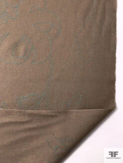 Italian Lightweight Coating With Embroidery - Tan / Aquamarine -Fabrics And Fabrics Store 18050 7