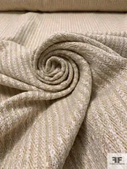 Italian Heavy Weight Jacket Weight Tweed With Metallic - Gold / Off-White