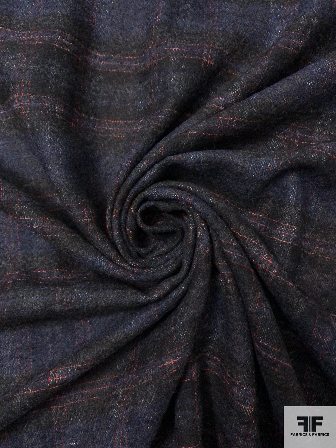 Italian Plaid Brushed Wool Gauze Suiting - Navy / Bllack / Red 6 Italian Plaid Brushed Wool Gauze Suiting - Navy / Bllack / Red - Image 4