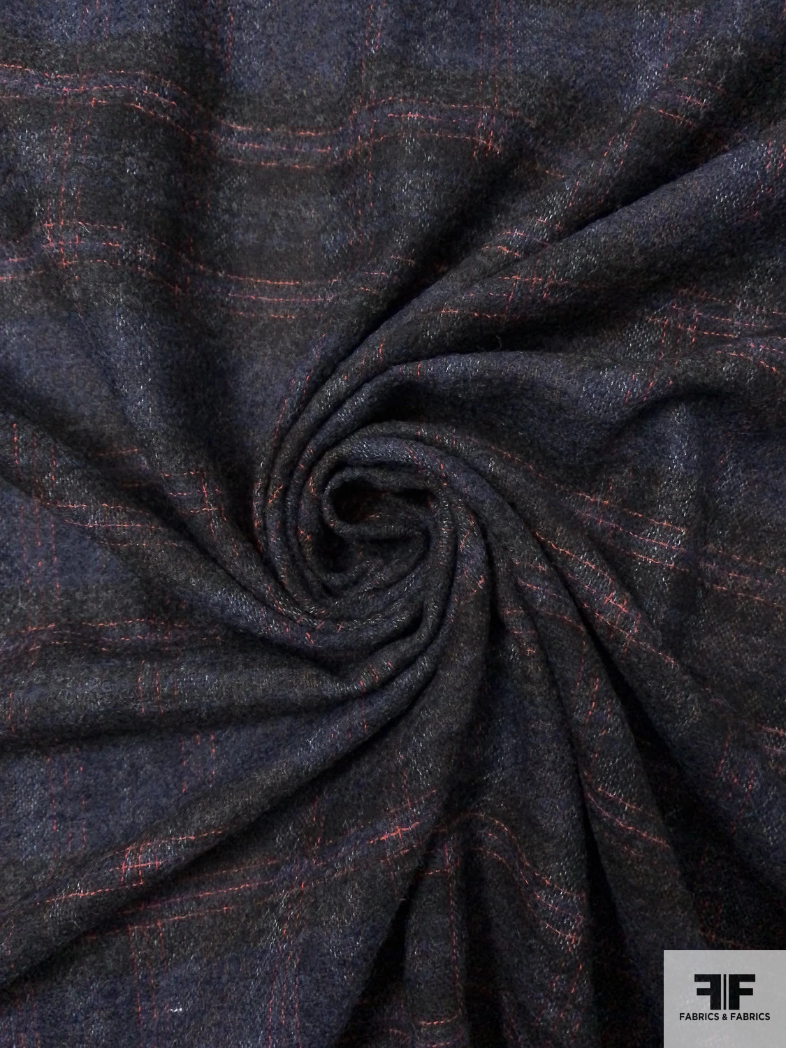 Italian Plaid Brushed Wool Gauze Suiting - Navy / Bllack / Red 5 Italian Plaid Brushed Wool Gauze Suiting - Navy / Bllack / Red - Image 3