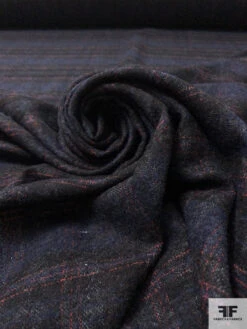 Italian Plaid Brushed Wool Gauze Suiting - Navy / Bllack / Red 15 Italian Plaid Brushed Wool Gauze Suiting - Navy / Bllack / Red -Fabrics And Fabrics Store 18059 3