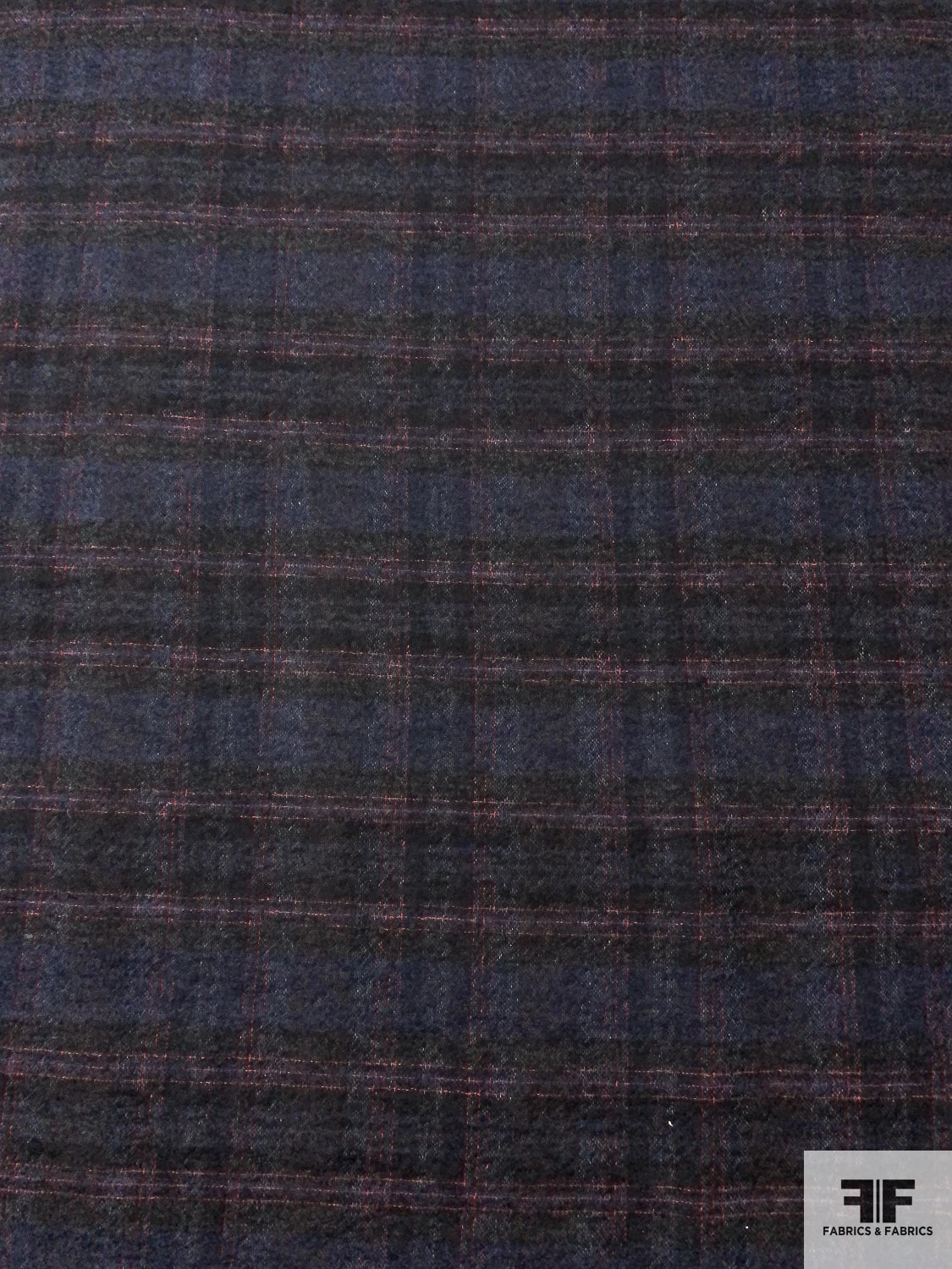 Italian Plaid Brushed Wool Gauze Suiting - Navy / Bllack / Red 3 Italian Plaid Brushed Wool Gauze Suiting - Navy / Bllack / Red