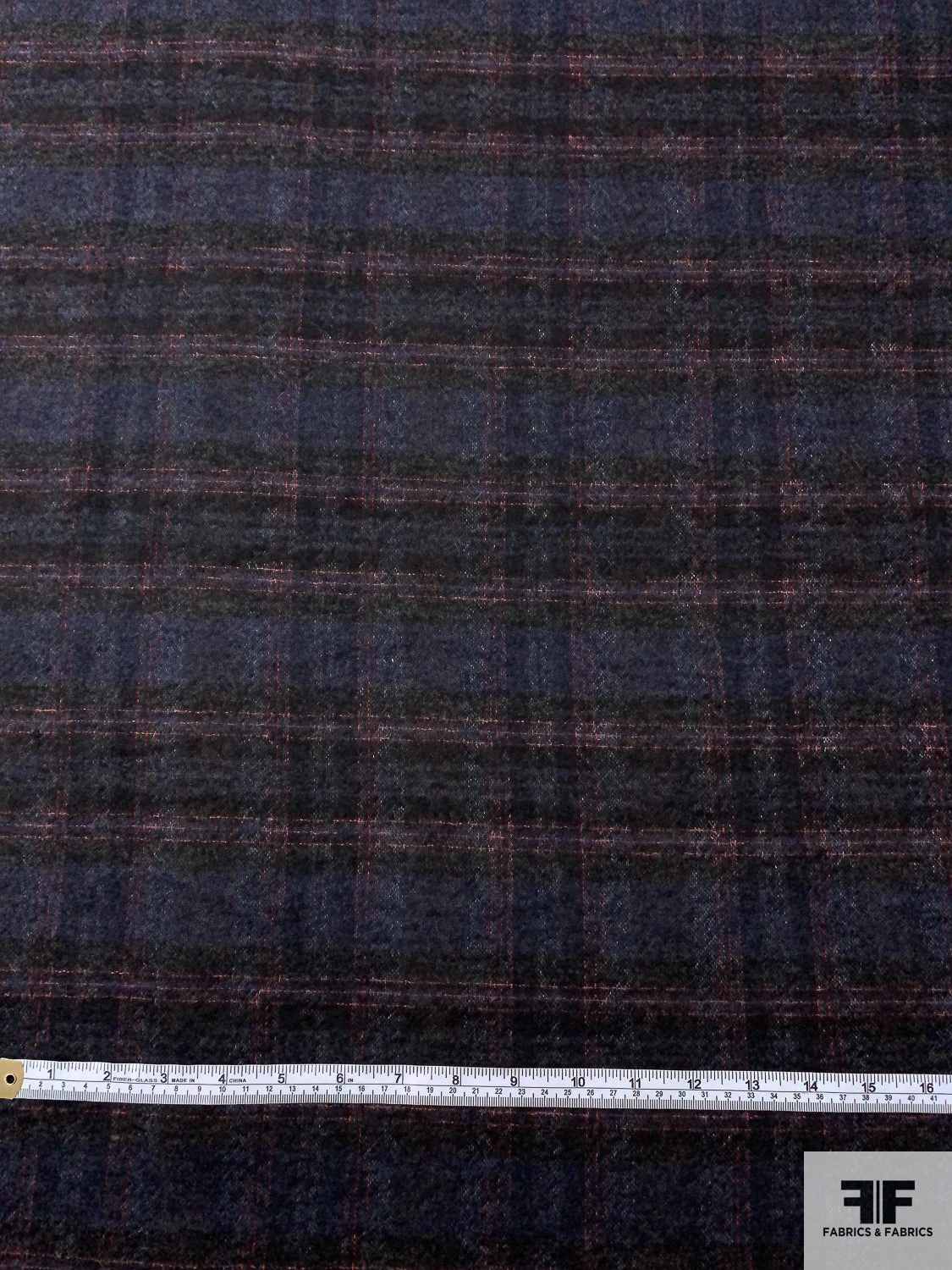Italian Plaid Brushed Wool Gauze Suiting - Navy / Bllack / Red 4 Italian Plaid Brushed Wool Gauze Suiting - Navy / Bllack / Red - Image 2