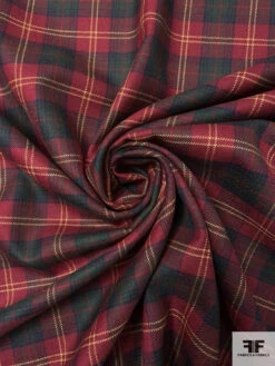 Made In England Fine Plaid Wool Suiting - Christmas Red / Sacramento Green / Yellow 14 Made In England Fine Plaid Wool Suiting - Christmas Red / Sacramento Green / Yellow -Fabrics And Fabrics Store 18060 1