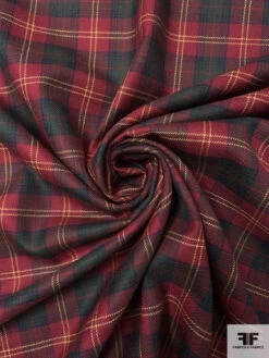 Made In England Fine Plaid Wool Suiting - Christmas Red / Sacramento Green / Yellow 13 Made In England Fine Plaid Wool Suiting - Christmas Red / Sacramento Green / Yellow -Fabrics And Fabrics Store 18060 2
