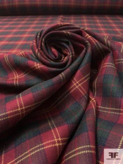 Made In England Fine Plaid Wool Suiting - Christmas Red / Sacramento Green / Yellow 15 Made In England Fine Plaid Wool Suiting - Christmas Red / Sacramento Green / Yellow -Fabrics And Fabrics Store 18060 3