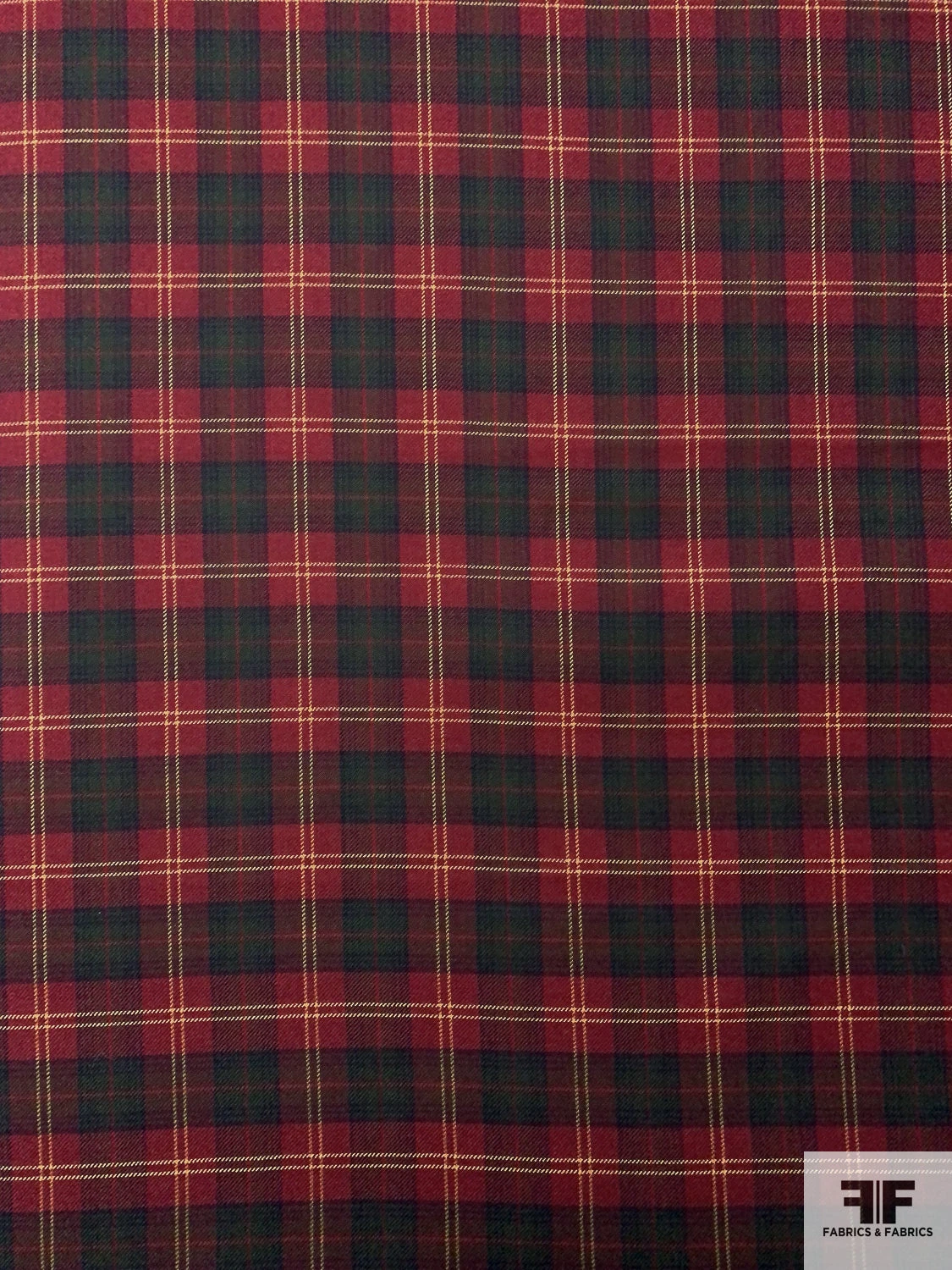Made In England Fine Plaid Wool Suiting - Christmas Red / Sacramento Green / Yellow 8 Made In England Fine Plaid Wool Suiting - Christmas Red / Sacramento Green / Yellow - Image 6