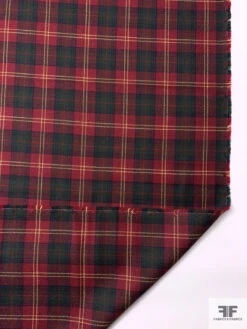 Made In England Fine Plaid Wool Suiting - Christmas Red / Sacramento Green / Yellow