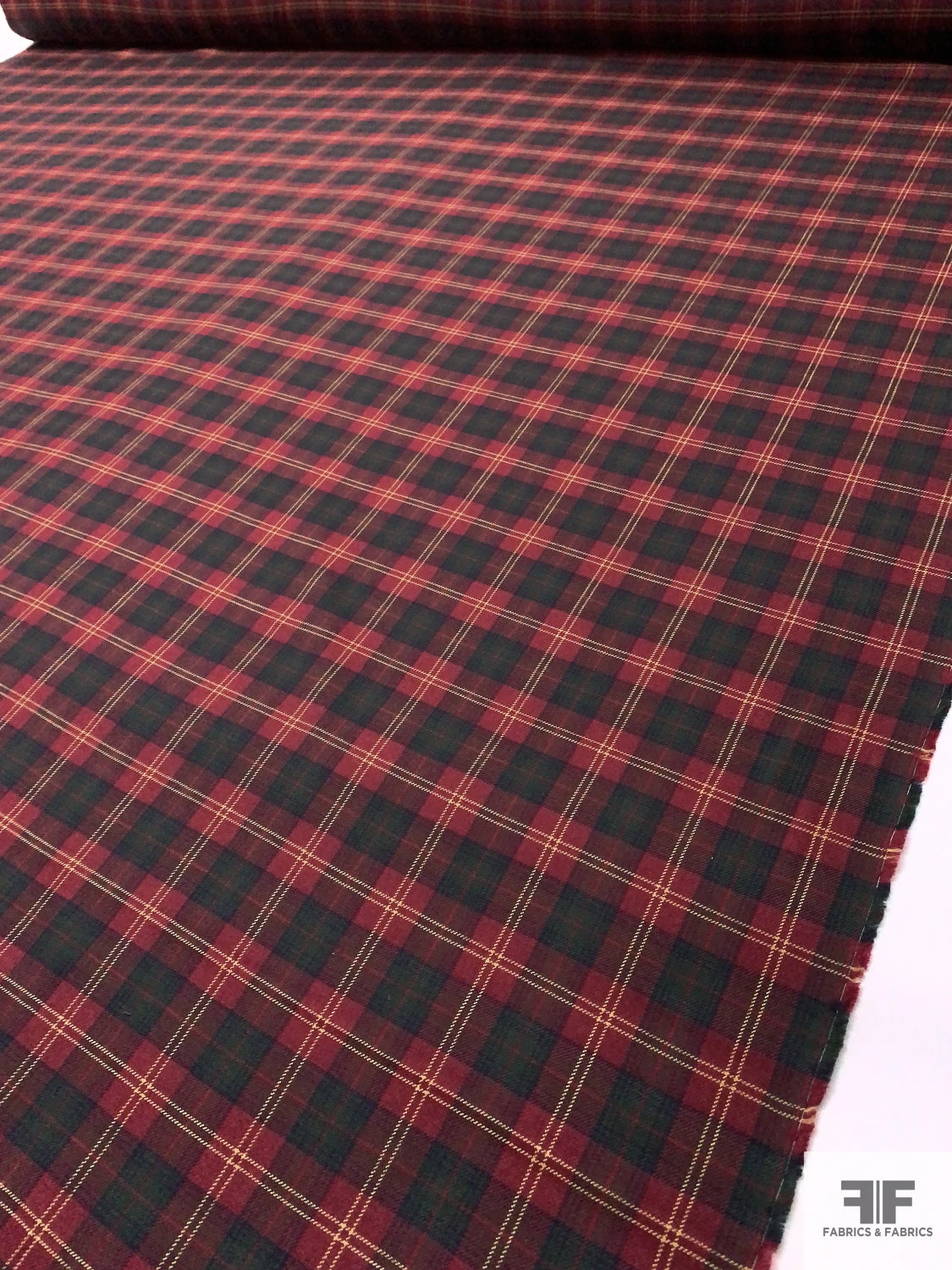 Made In England Fine Plaid Wool Suiting - Christmas Red / Sacramento Green / Yellow 10 Made In England Fine Plaid Wool Suiting - Christmas Red / Sacramento Green / Yellow - Image 8