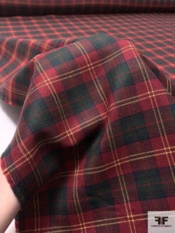 Made In England Fine Plaid Wool Suiting - Christmas Red / Sacramento Green / Yellow 19 Made In England Fine Plaid Wool Suiting - Christmas Red / Sacramento Green / Yellow -Fabrics And Fabrics Store 18060 9