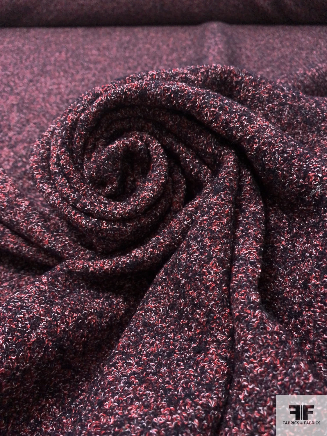 Italian Bouclé Wool Blend Coating With Fused Back - Red / Navy / Purple / Off-White 3 Italian Bouclé Wool Blend Coating With Fused Back - Red / Navy / Purple / Off-White