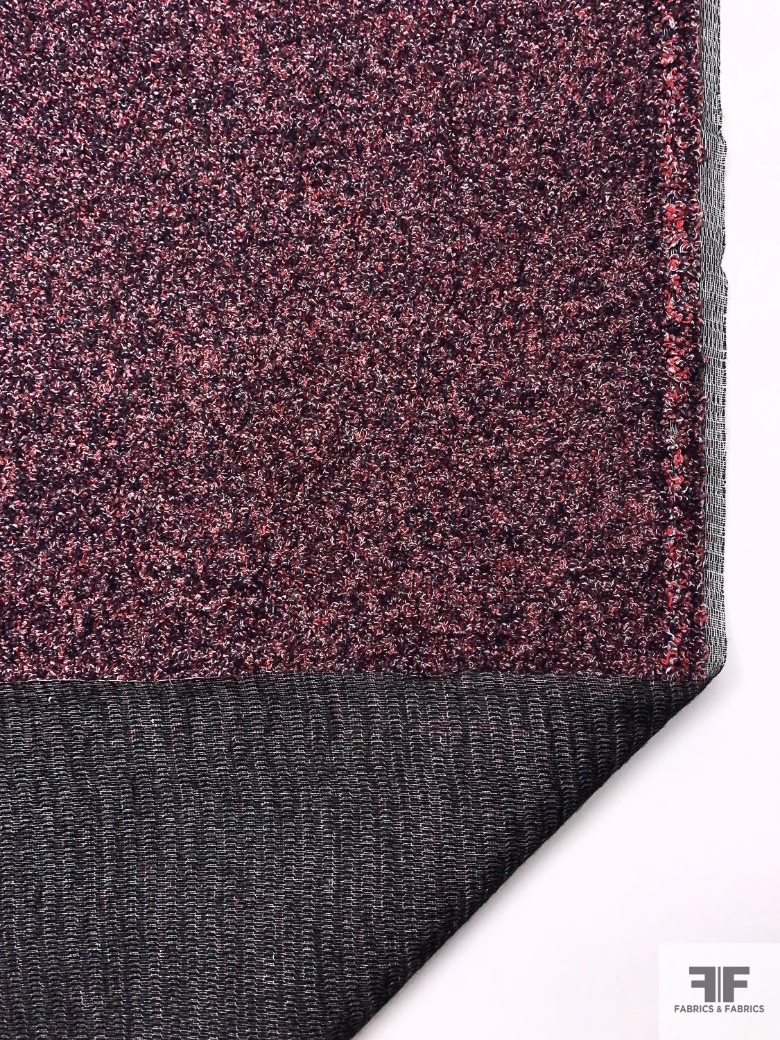 Italian Bouclé Wool Blend Coating With Fused Back - Red / Navy / Purple / Off-White 4 Italian Bouclé Wool Blend Coating With Fused Back - Red / Navy / Purple / Off-White - Image 2