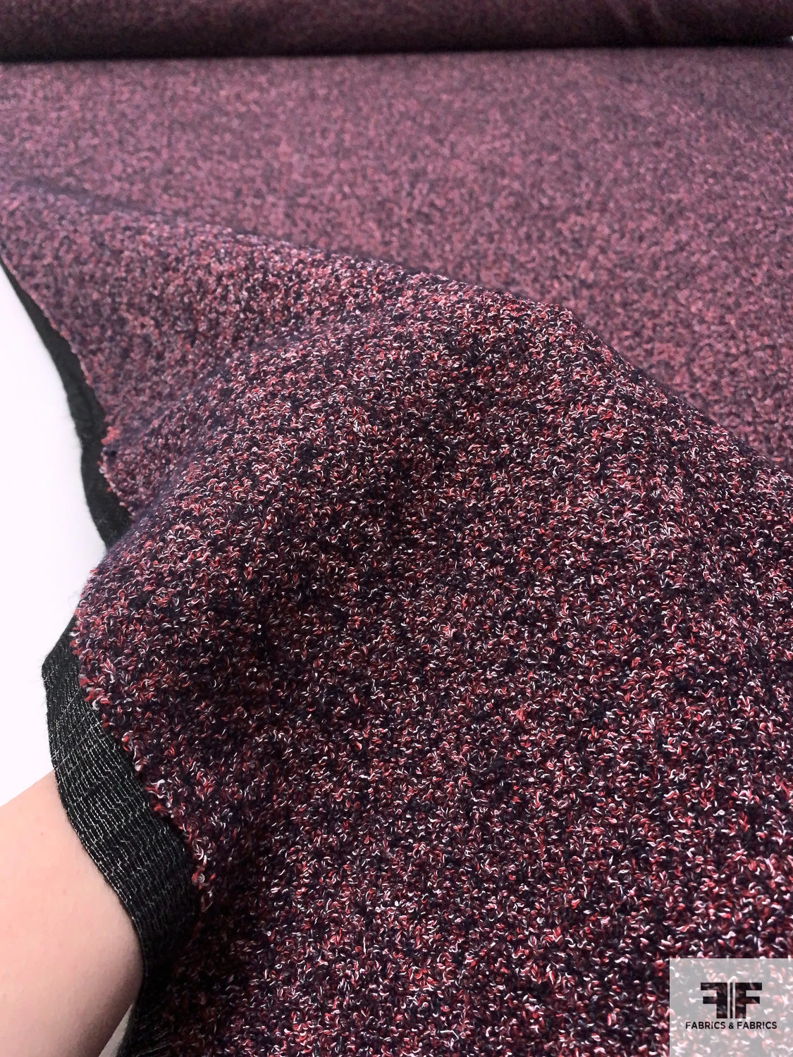 Italian Bouclé Wool Blend Coating With Fused Back - Red / Navy / Purple / Off-White 11 Italian Bouclé Wool Blend Coating With Fused Back - Red / Navy / Purple / Off-White - Image 9