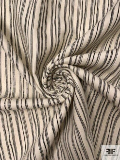 Italian Line Striped Printed Lightweight Wool Coating - Ivory / Black 13 Italian Line Striped Printed Lightweight Wool Coating - Ivory / Black -Fabrics And Fabrics Store 18080 2