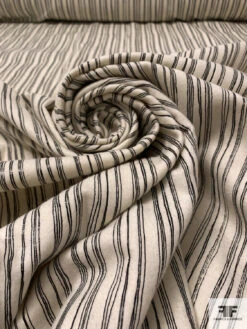 Italian Line Striped Printed Lightweight Wool Coating - Ivory / Black 14 Italian Line Striped Printed Lightweight Wool Coating - Ivory / Black -Fabrics And Fabrics Store 18080 3