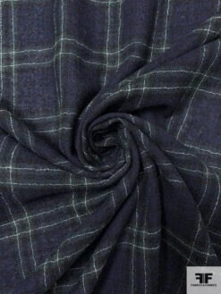 Plaid Wool Gauze Suiting - Navy / Evergreen / White 16 Plaid Wool Gauze Suiting - Navy / Evergreen / White -Fabrics And Fabrics Store 18081 1