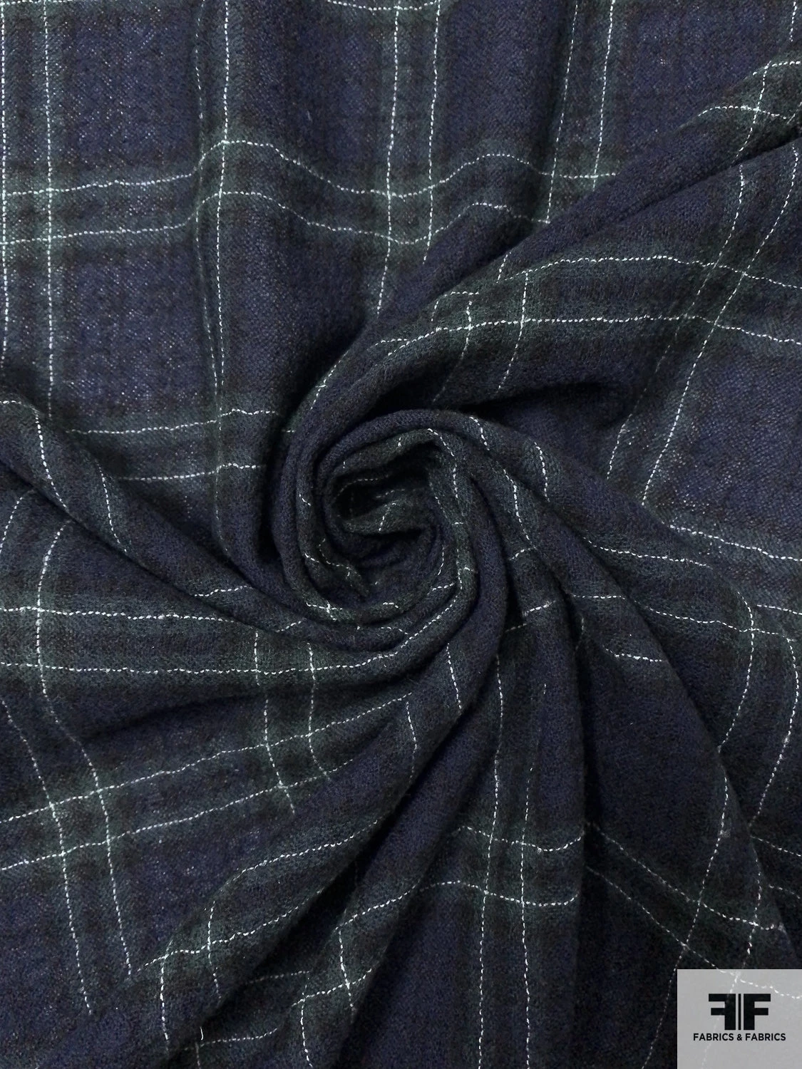 Plaid Wool Gauze Suiting - Navy / Evergreen / White 8 Plaid Wool Gauze Suiting - Navy / Evergreen / White - Image 6