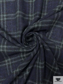 Plaid Wool Gauze Suiting - Navy / Evergreen / White 13 Plaid Wool Gauze Suiting - Navy / Evergreen / White -Fabrics And Fabrics Store 18081 2