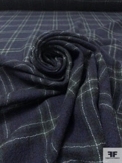 Plaid Wool Gauze Suiting - Navy / Evergreen / White 15 Plaid Wool Gauze Suiting - Navy / Evergreen / White -Fabrics And Fabrics Store 18081 3